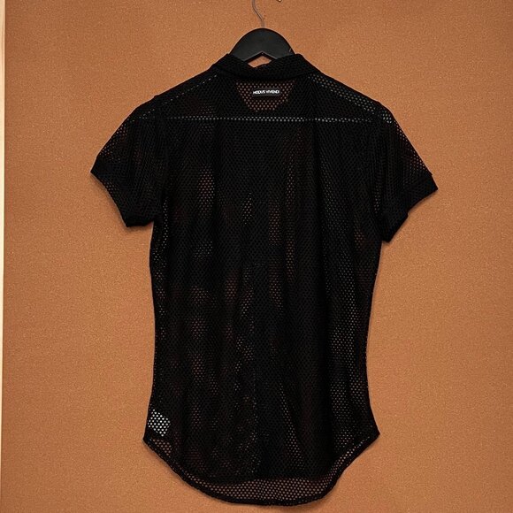 Mens Black Mesh Shirt - Picture 6 of 7